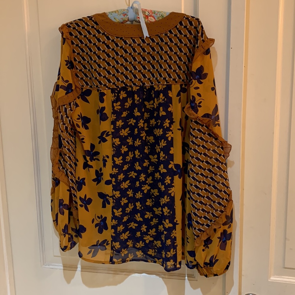 CAbi Orange and Blue Floral Blouse - Picture 2 of 3